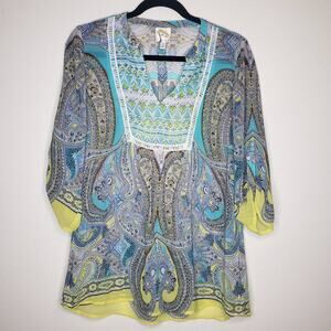 Fig and Flower| Blue and Yellow Paisley Tunic